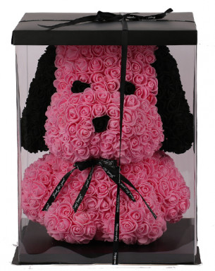 Teddy Rose Snoopy Pembe Solmayan Gül 25 cm Köpek 