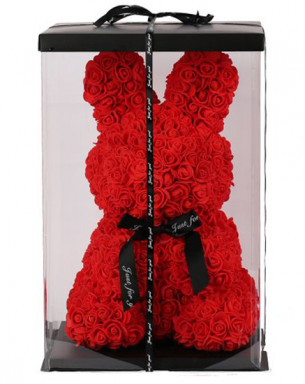 Teddy Rose Rabbit Kırmızı Solmayan Gül 25 cm Tavşan 