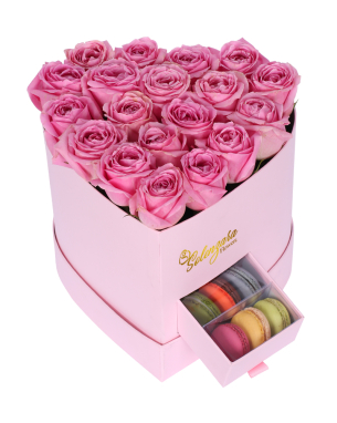 Pembe Kalpli Kutuda Pembe Gül ve Makaron 