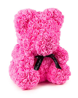 Pembe Güllü Solmayan Gül 40 cm Ayıcık Teddy Rose