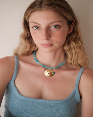 El Yapımı Blue Quartz Spiral Kolye