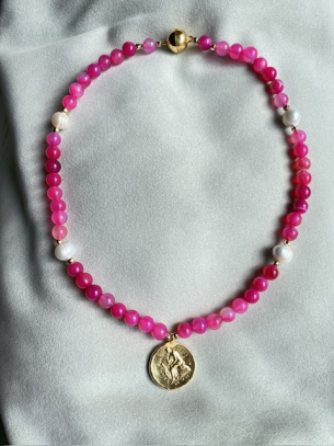 Pembe Gerçek İnci Kolye