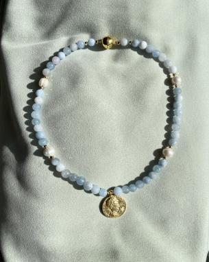 Aquamarin Doğal Taşlı Kolye