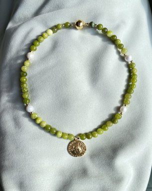 Zeytin Yeşili Gerçek İnci Kolye